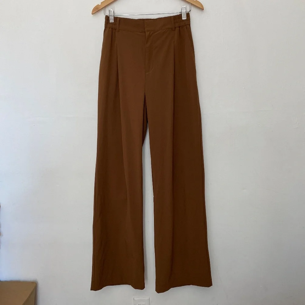 ALO Yoga Brown Wide-Leg Trouser Pants